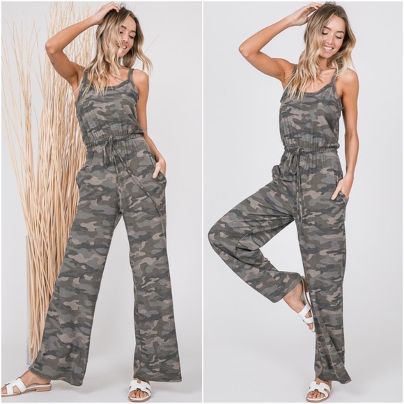 Pants - Camo Print Cami wide leg jumpsuit